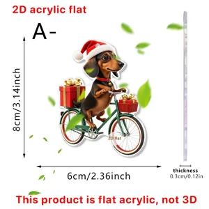 Navidad perro salchicha bicicleta acrílico colgante adorno fiesta árbol decoración 8cm