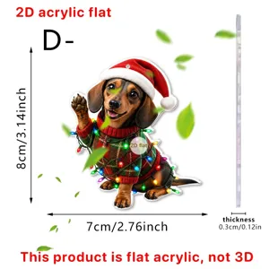 Perro salchicha de Navidad colgante acrílico 2D decoración colgante regalo vista detallada.