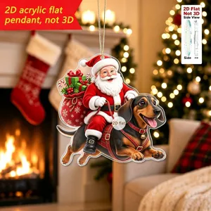 Papá Noel en salchicha acrílico plano colgante adorno decoración árbol de navidad