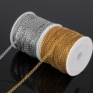 Stainless steel chain roll spool bulk Cuban curb chains for jewelry making DIY crafting accessories