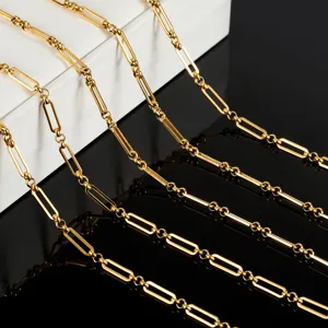 Gold stainless steel chain detail, paperclip and round pearl DIY jewelry accessory.