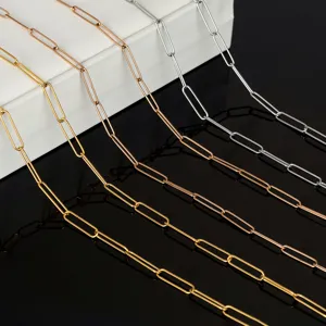 Stainless steel paperclip chain jewelry making DIY accessories in gold, silver, and rose gold.