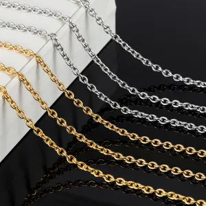 Stainless steel round cable chain for DIY jewelry making, gold and silver necklace chains.