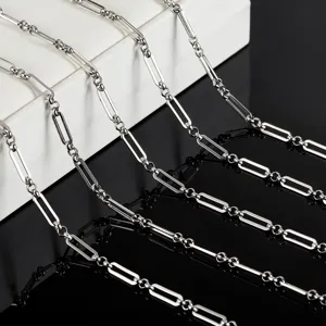 Stainless steel paperclip chain DIY jewelry making supplies for custom hip hop necklaces.