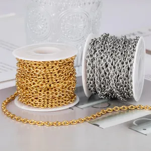 Stainless steel round cable chain rolls DIY jewelry making accessories gold silver