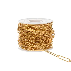 Gold paperclip chain roll stainless steel DIY jewelry finding detail close up accessories