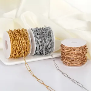 Stainless steel paperclip chain DIY jewelry making supplies links gold silver spool.