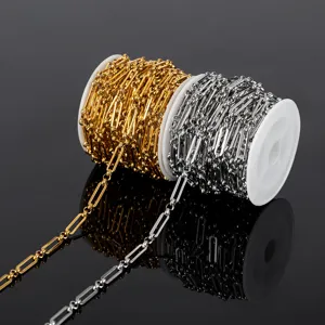 Stainless Steel DIY Paperclip Chain Spool Gold Silver Long Short Link Jewelry Making Findings