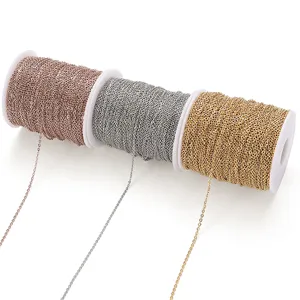 DIY metal chain spool in rose gold, silver and gold, perfect for handmade necklaces and bracelets.
