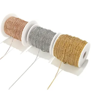 DIY jewelry making chain rolls, 3-color metal cross O-chains for necklace bracelet crafting.