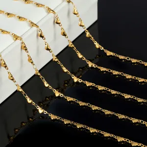 Stainless steel gold plated heart chain DIY jewelry accessories for handmade necklaces and bracelets