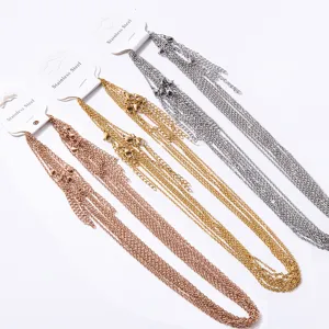 Stainless Steel O-Shaped Flattened Cross Chain Clavicle Necklace Gold Silver Rose Gold Plated Fashion Jewelry Gift