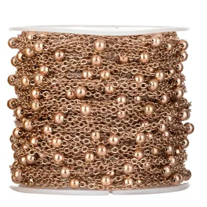 Stainless steel rose gold satellite ball chain detail, perfect for DIY jewelry making crafts.