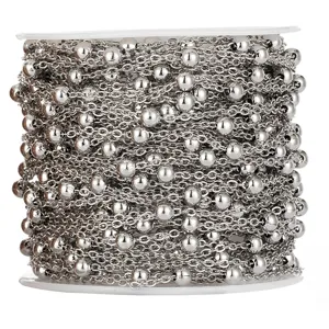 Stainless steel ball chain spool for DIY jewelry making, silver color craft necklace supply.