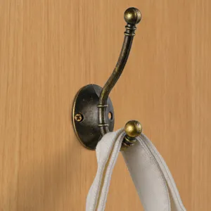 Retro bronze wall mounted coat hook antique style metal clothes hook detail view item