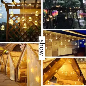 Solar LED string lights star moon outdoor decorative fairy lights for patio garden party