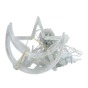 Solar LED star moon string lights for Christmas holiday decoration and window party indoor lighting.