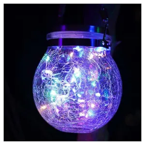 Lámpara colgante solar de vidrio agrietado para jardín exterior decoración e iluminación