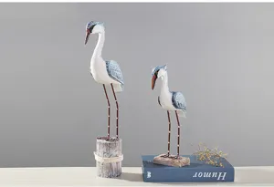 Mediterranean wooden bird figurines home decor desktop ornament kids room gift art sculpture