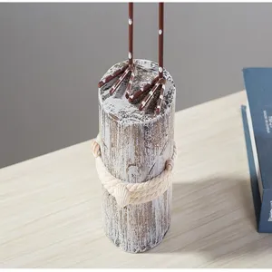Mediterranean style marine bird wooden stump desktop decoration home room ornament