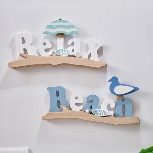 Wooden Mediterranean beach wall decor hanging set for boys bedroom background decoration