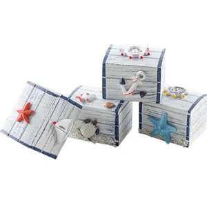 Mediterrane Holz Aufbewahrungsbox Desktop Schmuckkästchen dekoratives Organizer Set Hauptansicht
