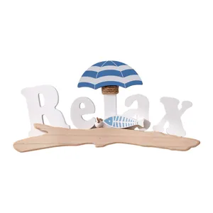 Mediterranean 3D wooden Relax sign beach theme wall hanging room decor ornament