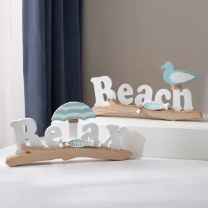 Mediterranean Creative Pine Wood Bird Beach Chair Tabletop Ornament Home TV Cabinet Wine Cabinet Decorative Craft