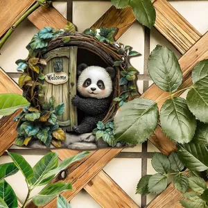 Adorable Panda Arbre Sculpture En Résine Jardin Art Extérieur Cour Décoration Statue Paysage