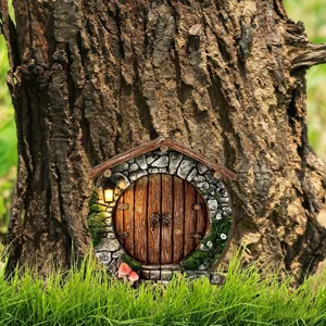 Miniature fees porte darbre resine sculpture pour jardin micro paysage decoration et bonsai.