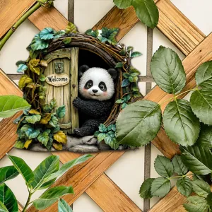 Mignon panda cabane dans les arbres tenture murale decoration jardin micro pays