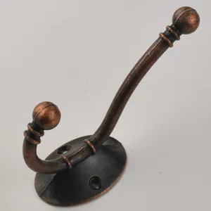 Vintage bronze coat hook wall mounted robe hat hook retro double hook heavy duty hardware