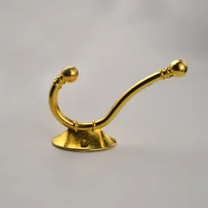 Gold metal coat hook, vintage style wall-mounted double robe hook for entry, home hardware.