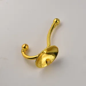 Golden double coat hook wall mounted vintage robe hook metal hardware for cabinet door