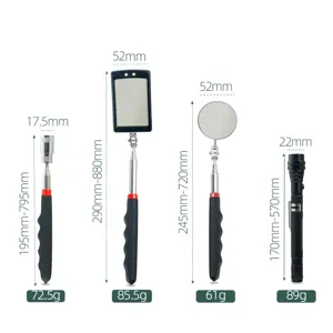 Ensemble d'outils de ramassage magnétique télescopique et miroir d'inspection lampe.