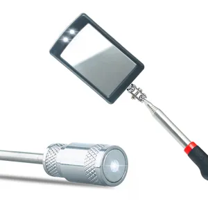 Miroir d'inspection télescopique et outil de ramassage magnétique avec LED pour réparation.