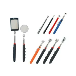 Ensemble d'outils de ramassage magnétique télescopique et miroir d'inspection flexible.
