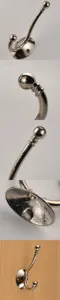 European style metal double coat hook wall mounted silver hardware clothing hanger 1pcs