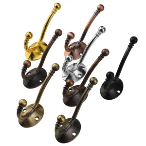 European style retro wall mounted coat hooks metal hardware clothing single hook set multicolored
