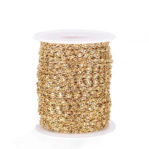 Gold tone stainless steel lip chain spool detail view for DIY jewelry making accessories