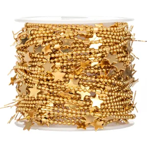 Stainless Steel Bead Chain With Pentagram Charms DIY Necklace Bracelet Jewelry Making Accessories
