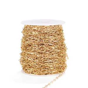 Gold stainless steel oval link chain detail, perfect for DIY jewelry making findings.