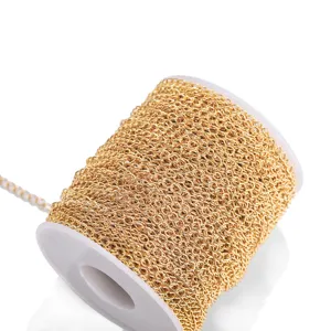 Gold stainless steel DIY extension chain roll detail shot for necklace bracelet making