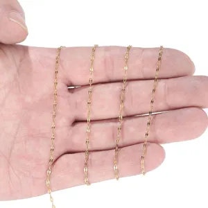 Stainless steel lip chain detail, golden water wave chain for DIY jewelry making and necklaces.