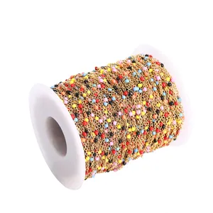 Stainless steel enameled bead chain multi-color DIY jewelry crafting supply reel