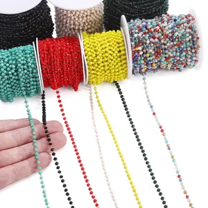 Creative DIY Stainless Steel Crystal Glass Beaded Chain Jewelry Accessories For Bracelet Necklace Making