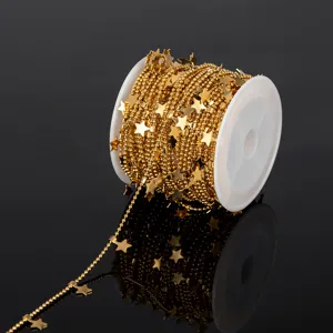 Gold stainless steel bead star chain diy jewelry making accessories spool roll supply