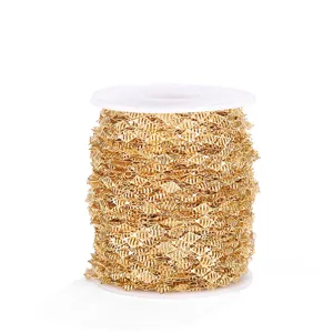 Gold stainless steel geometric chain spool, 4mm wide DIY jewelry making necklace accessory.