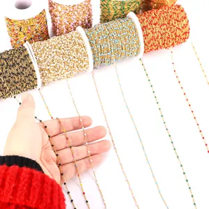 Stainless Steel Cross O Chain with Colorful Enamel Beads DIY Handcrafted Jewelry Making Necklace Bracelet Craft Accessories