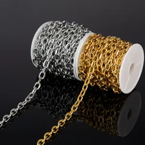 Chaine en acier inoxydable pour bijoux DIY, chaines O facetees dorees et argentees pour colliers.